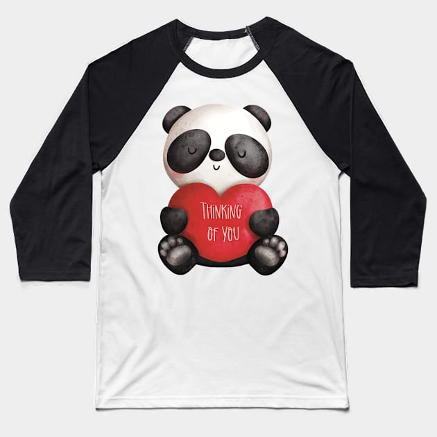 Happy Valentine with a cute panda bear thinking about his love. Thinking of you! Baseball T-Shirt by marina63